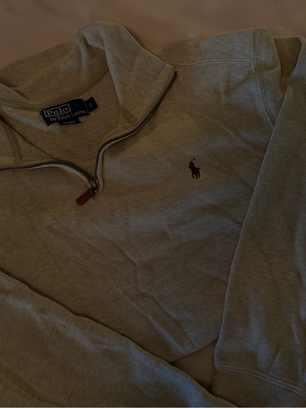 Polo by Ralph Lauren Men's Heather Gray Half-Zip Sweater with Polo Pony